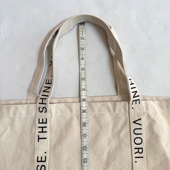 VUORI XL Canvas Tote Bag logo Beige Tan The Rise The Shine Gym Beach 24" x 15" - Picture 7 of 13